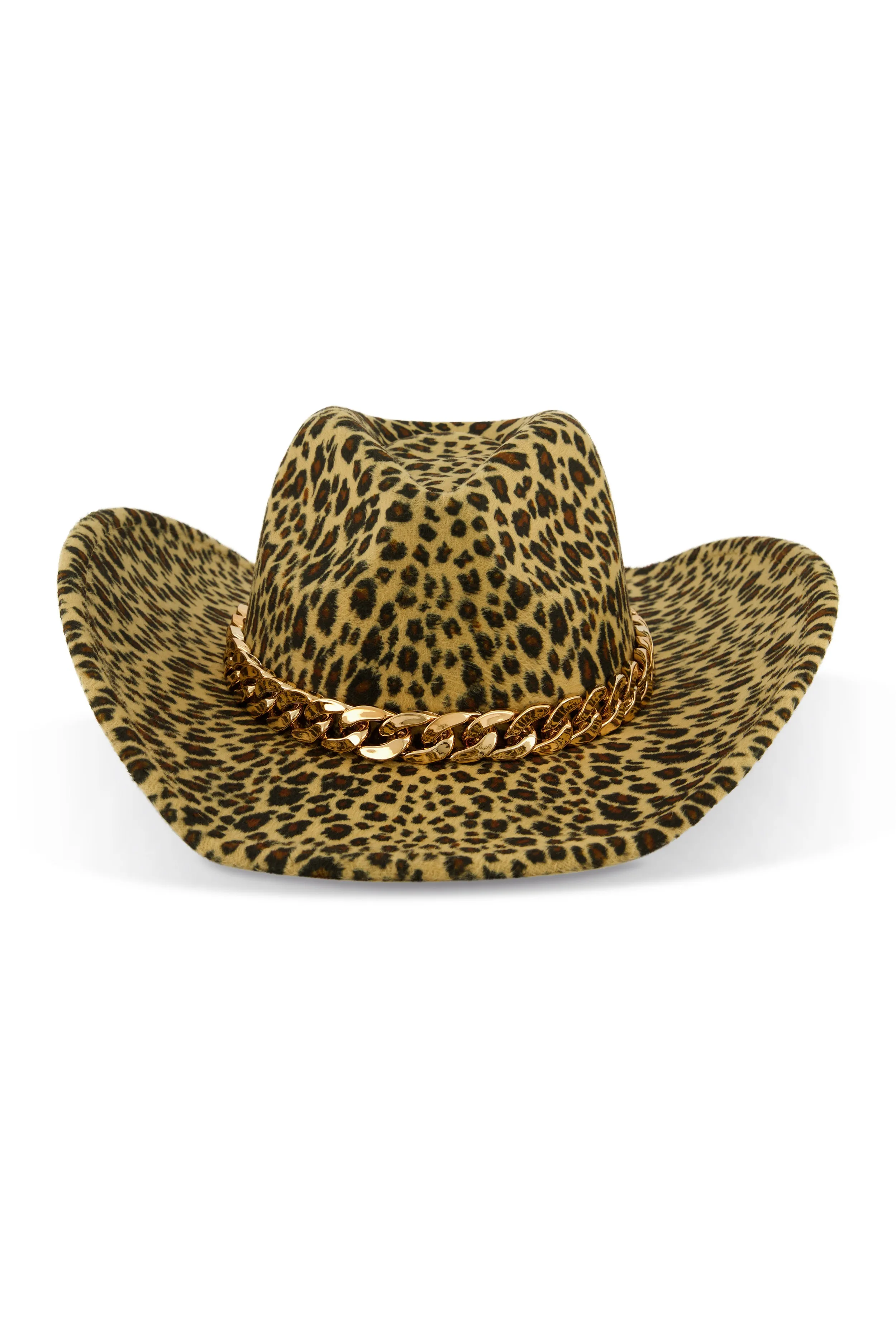 Animal Print Chain Detail Cowboy Hat