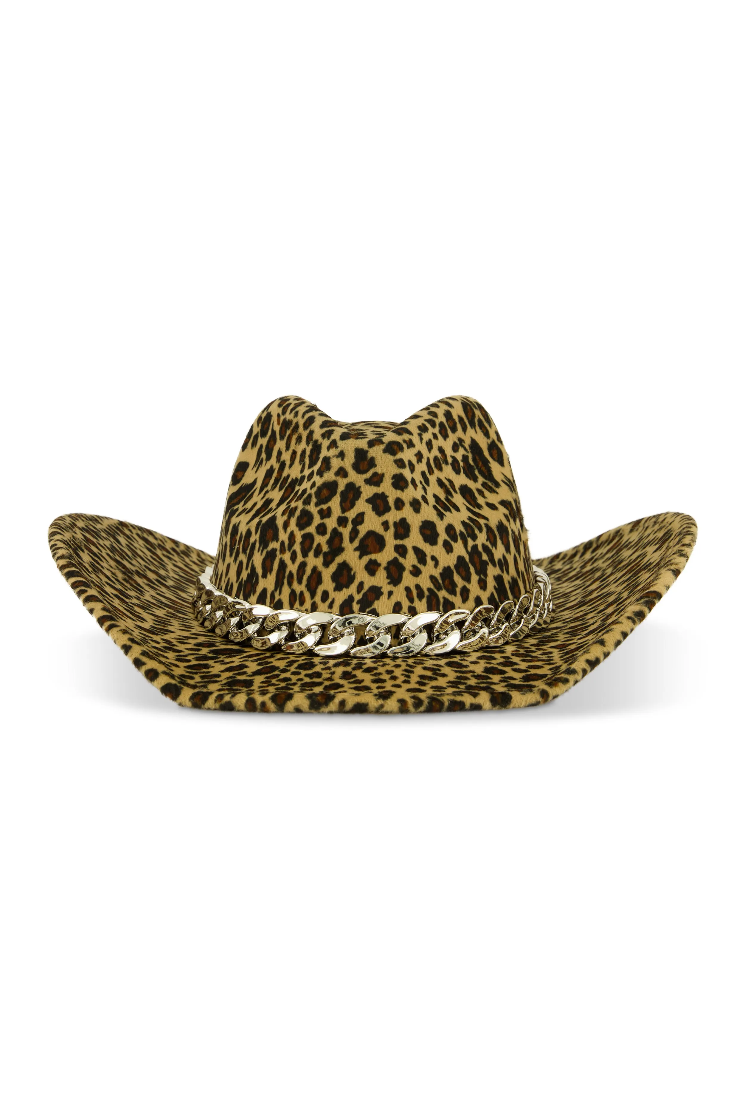 Animal Print Chain Detail Cowboy Hat