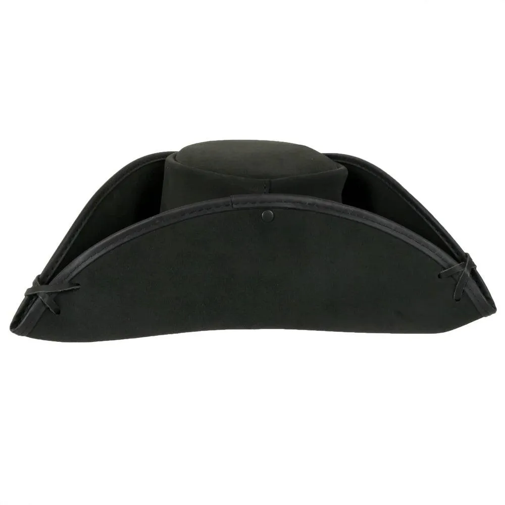 Blackbeard | Mens Tricorne Leather Pirate Hat