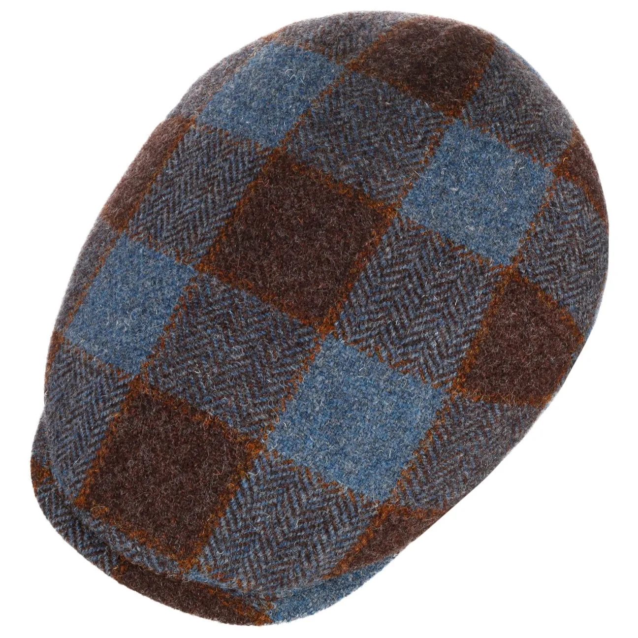 Capri Check Virgin Wool Flat Cap by Lierys