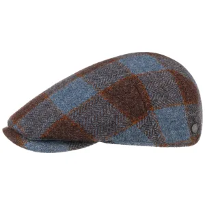 Capri Check Virgin Wool Flat Cap by Lierys