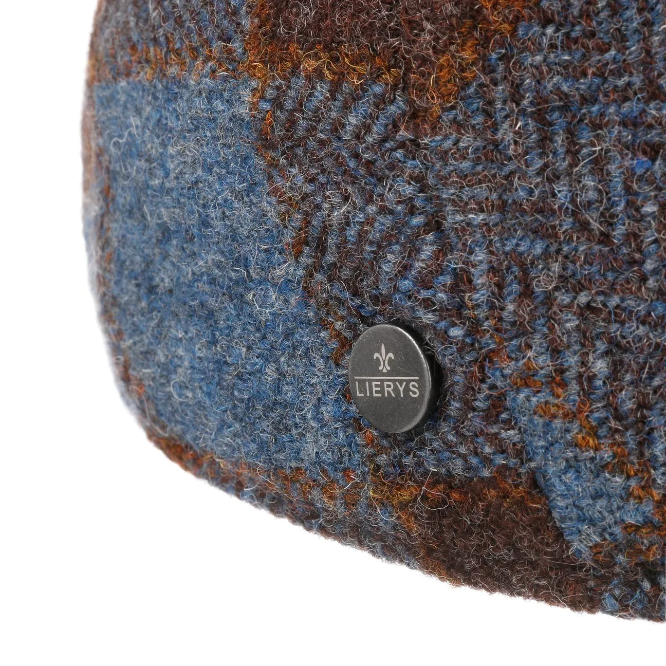 Capri Check Virgin Wool Flat Cap by Lierys