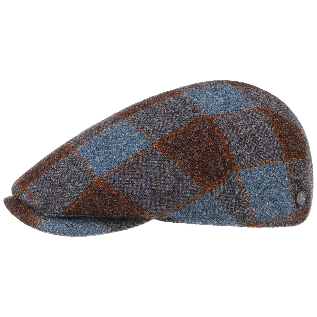 Capri Check Virgin Wool Flat Cap by Lierys