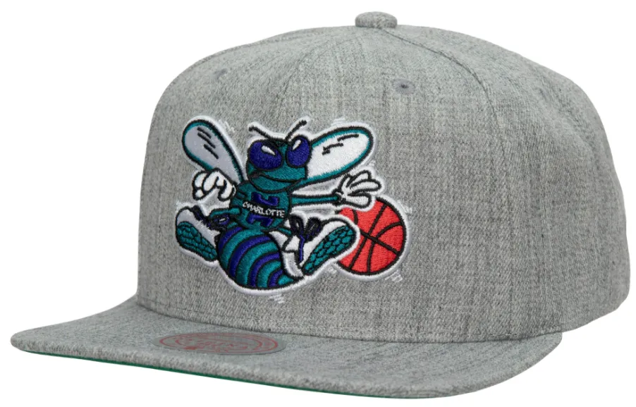 Charlotte Hornets HWC Gray Heathered 2.0 Mitchell & Ness Snapback Hat