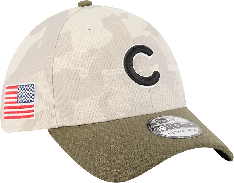 Chicago Cubs Camo 2025 Armed Forces Day New Era 39THIRTY Flex Hat