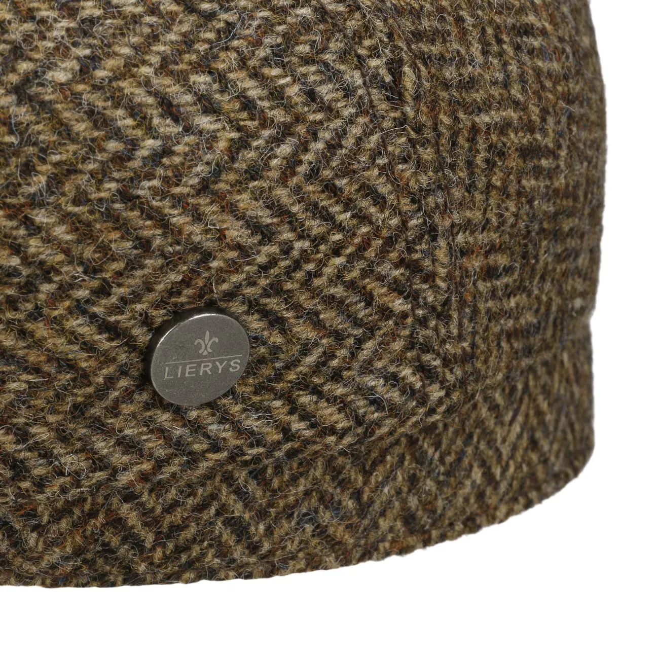 Crimson Wool Herringbone Flat Cap by Lierys