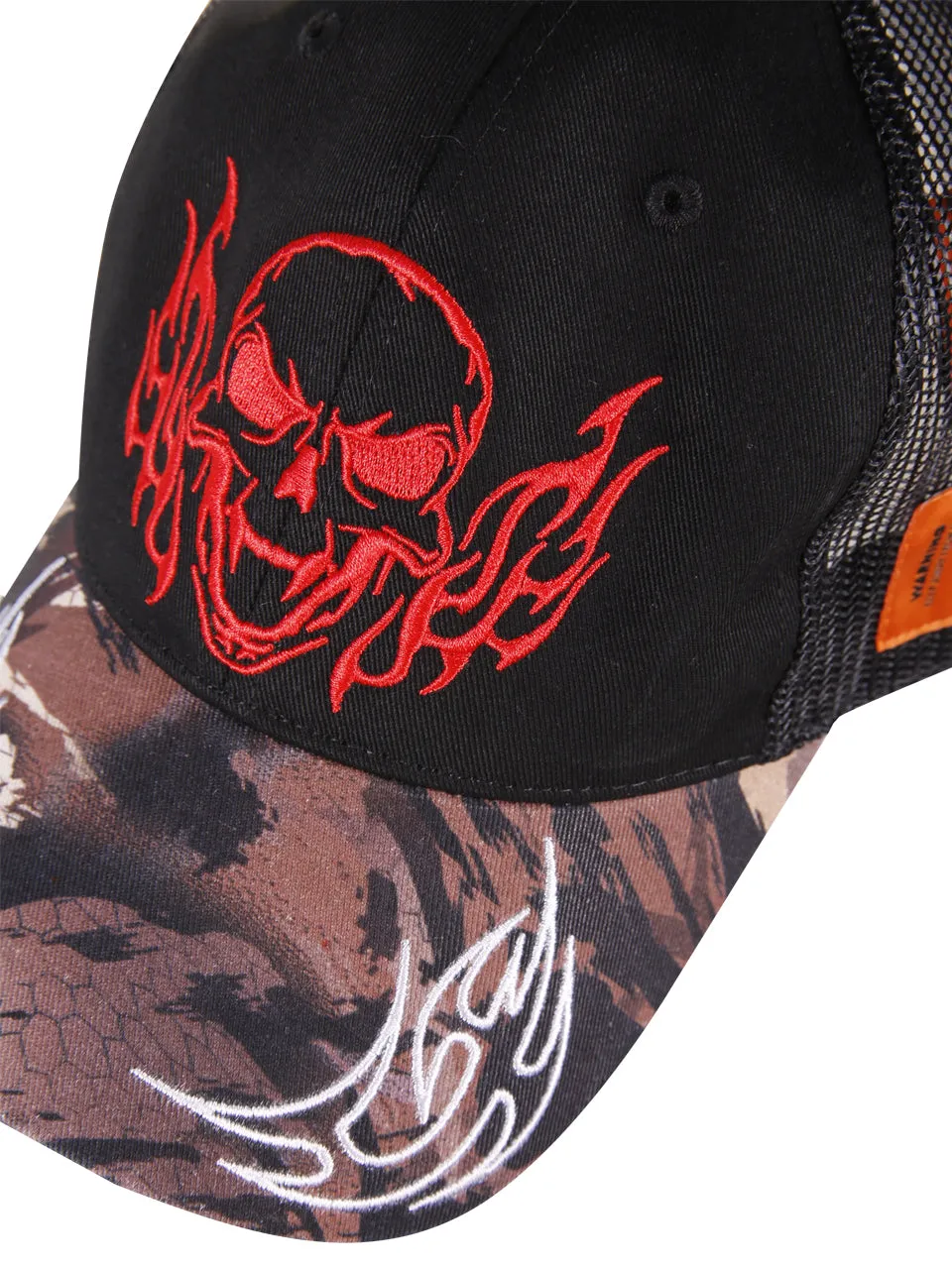 Heron Preston Skull Embroidered Mesh Baseball Cap