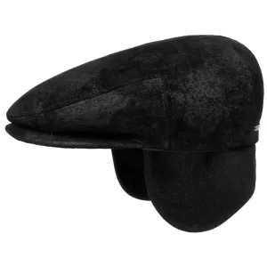 Kent Pigskin Flat Cap with Ear Flaps by Stetson