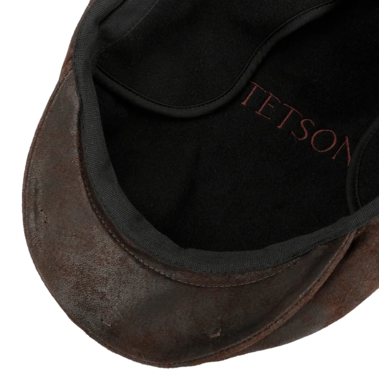 Kent Pigskin Flat Cap with Ear Flaps by Stetson