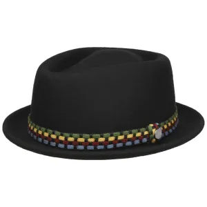 Knit Colour Band Pork Pie Wool Hat by Lierys