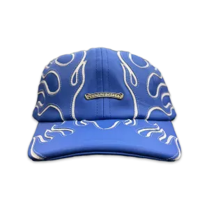 Leather Flame 6-Panel Gunslinger Hat Blue