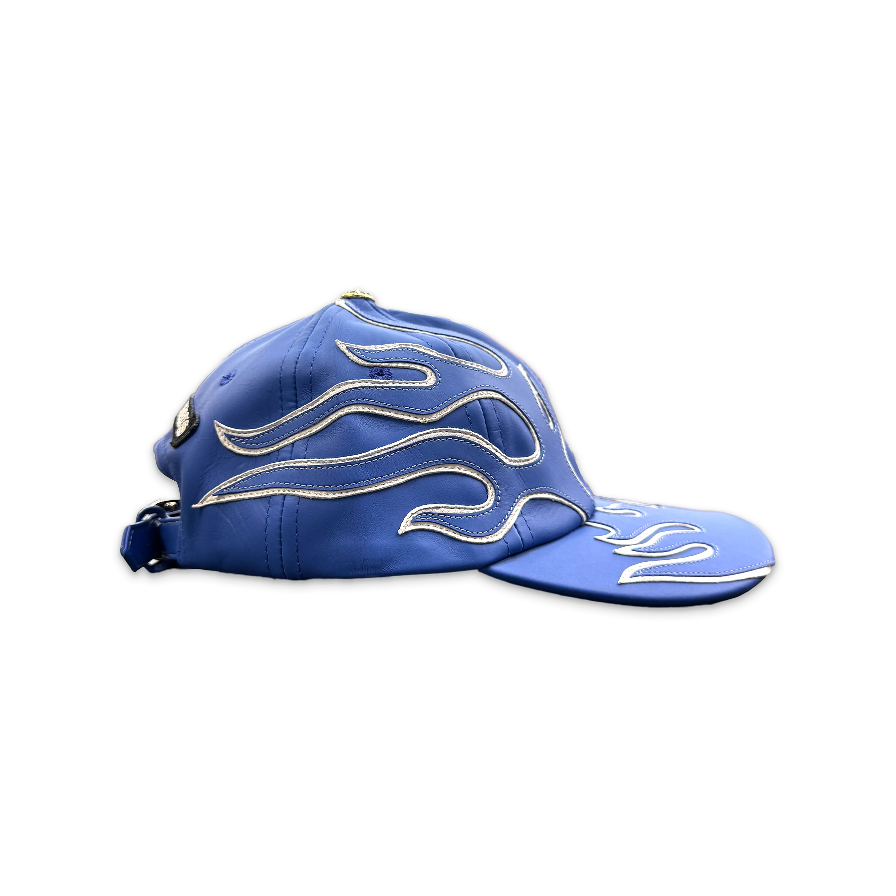 Leather Flame 6-Panel Gunslinger Hat Blue