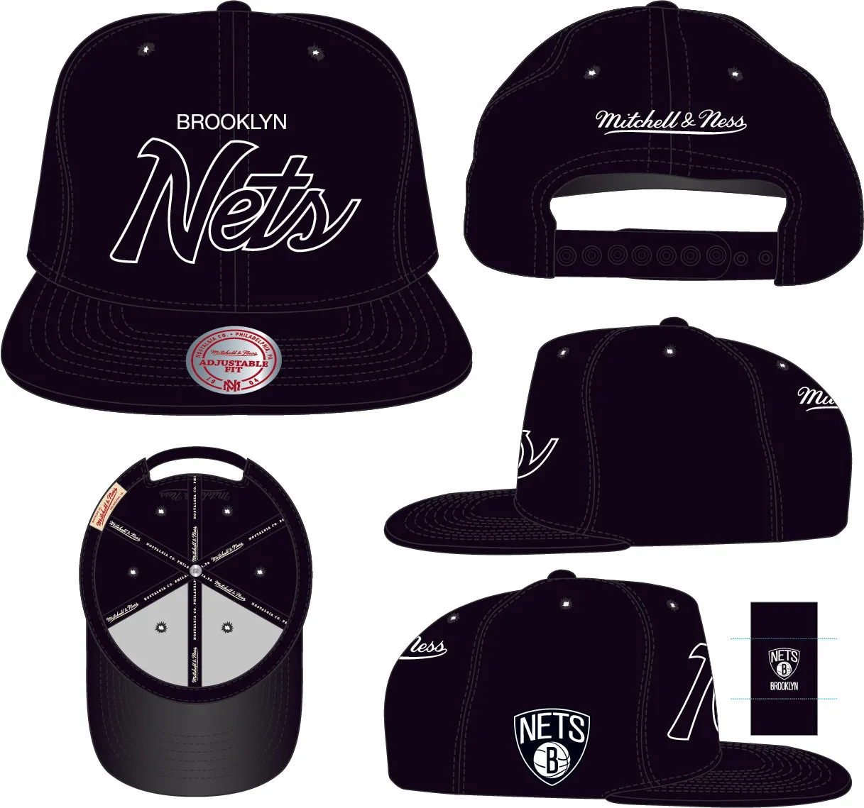Men's Brooklyn Nets Black NBA Sports Specialty Snapback Adjustable Hat