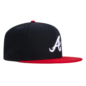 New Era 9Fifty MLB Basic Atlanta Braves Game Snapback Hat - Navy. Red