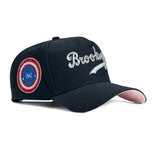 New Era 9Forty A-Frame Brooklyn Dodgers 1942 All Star Game Patch Script Snapback Hat - Navy