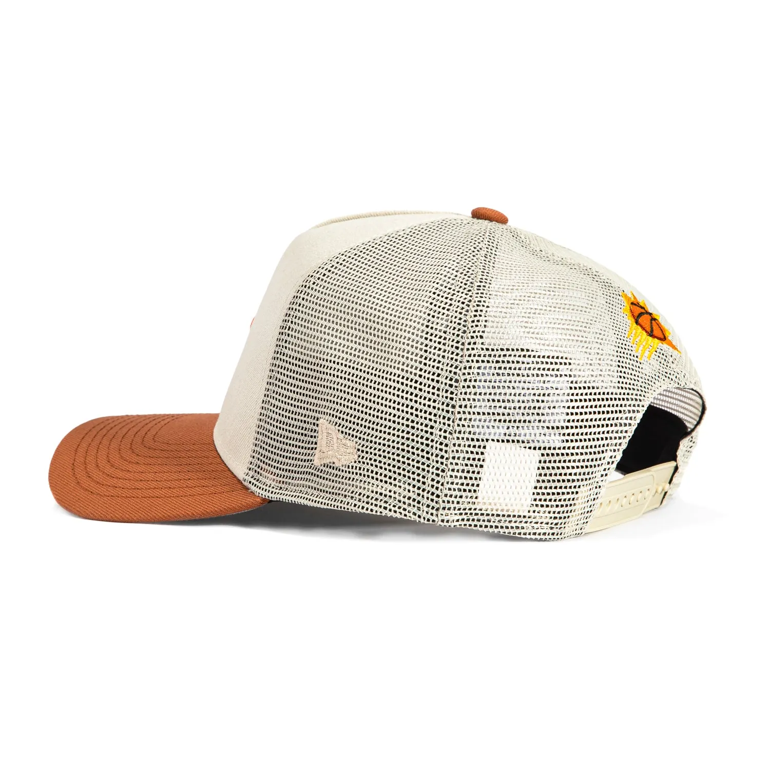 New Era 9Forty A-Frame City Edition Phoenix Suns The Valley Patch Snapback Trucker Alternate Hat - Stone, Brown