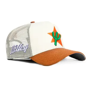 New Era 9Forty A-Frame City Edition Phoenix Suns The Valley Patch Snapback Trucker Alternate Hat - Stone, Brown