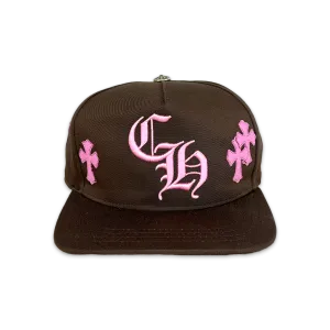Pink Leather Crosses Snapback Brown