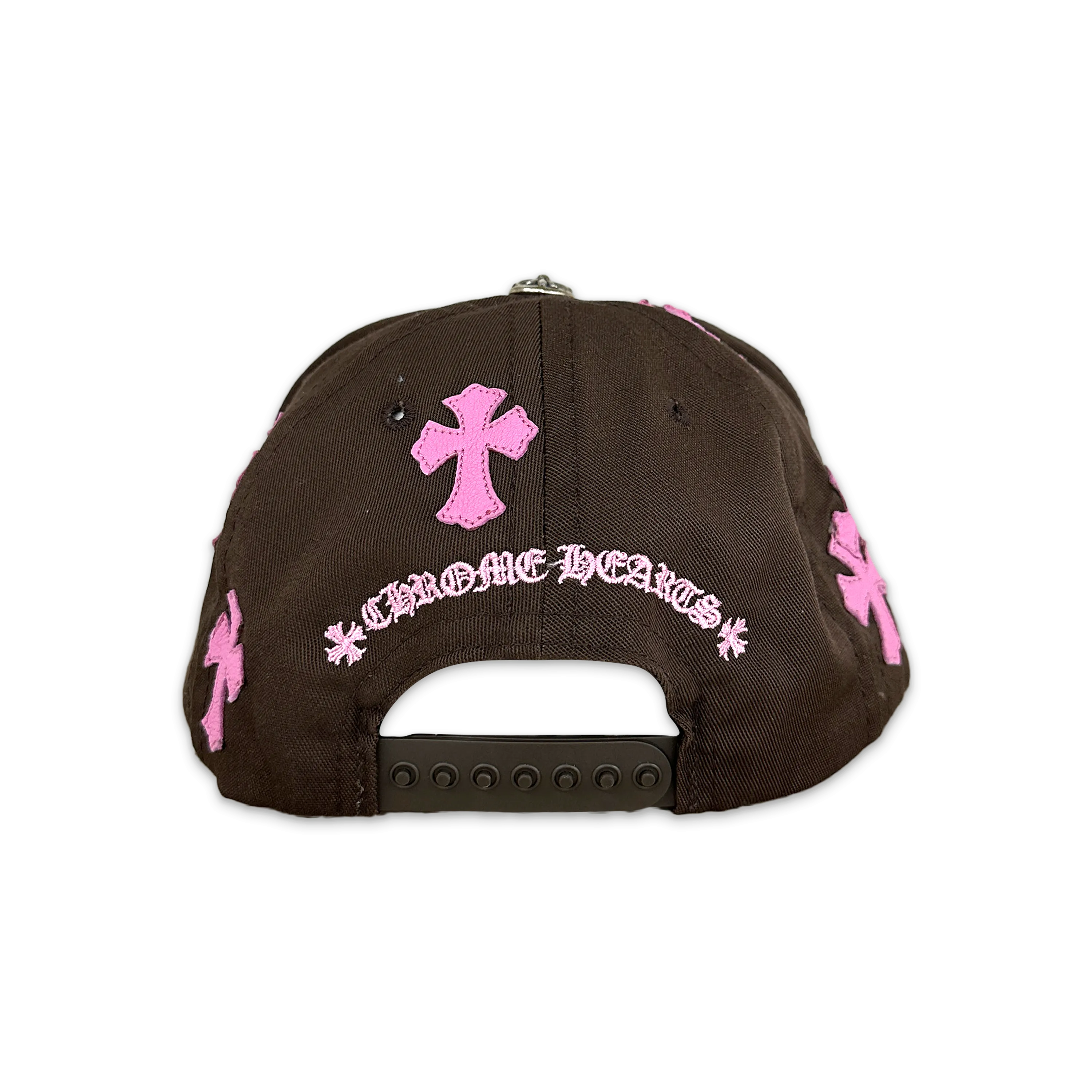 Pink Leather Crosses Snapback Brown