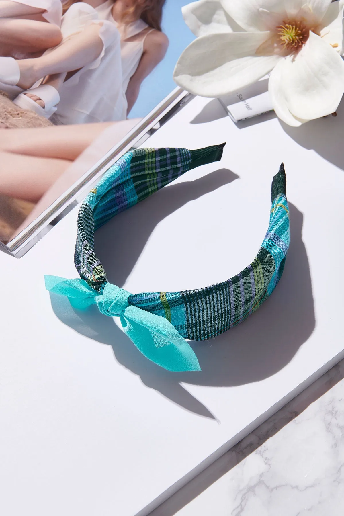 Plain Ribbon Checked Hairband