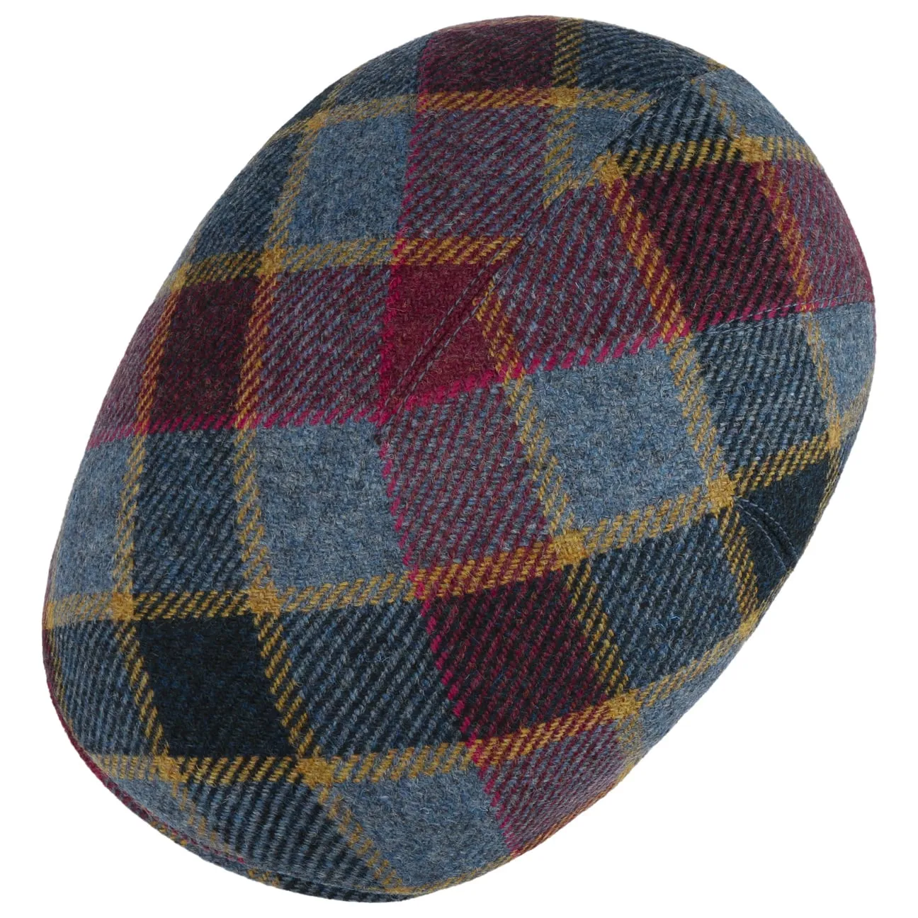 Sidney Big Colour Check Flat Cap by Mayser