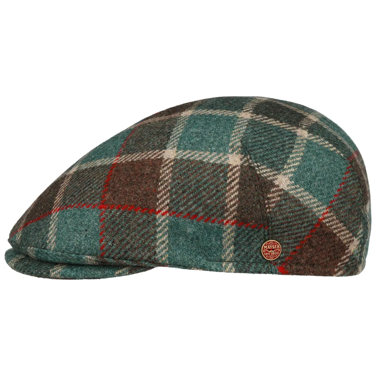 Sidney Big Colour Check Flat Cap by Mayser