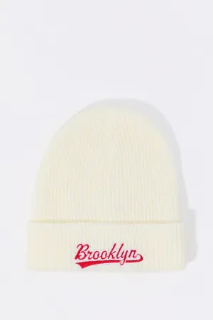 Tuque en tricot côtelé avec motif brodé City