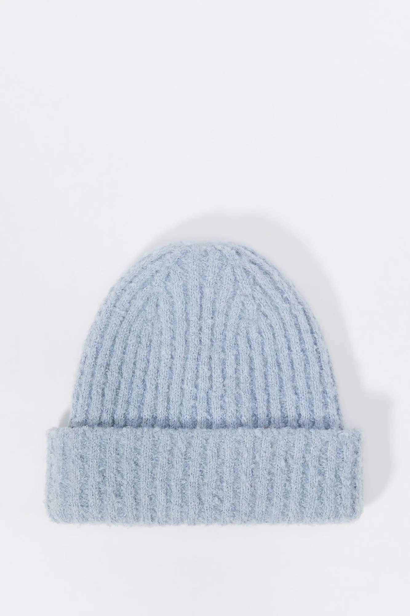 Tuque en tricot côtelé pelucheux