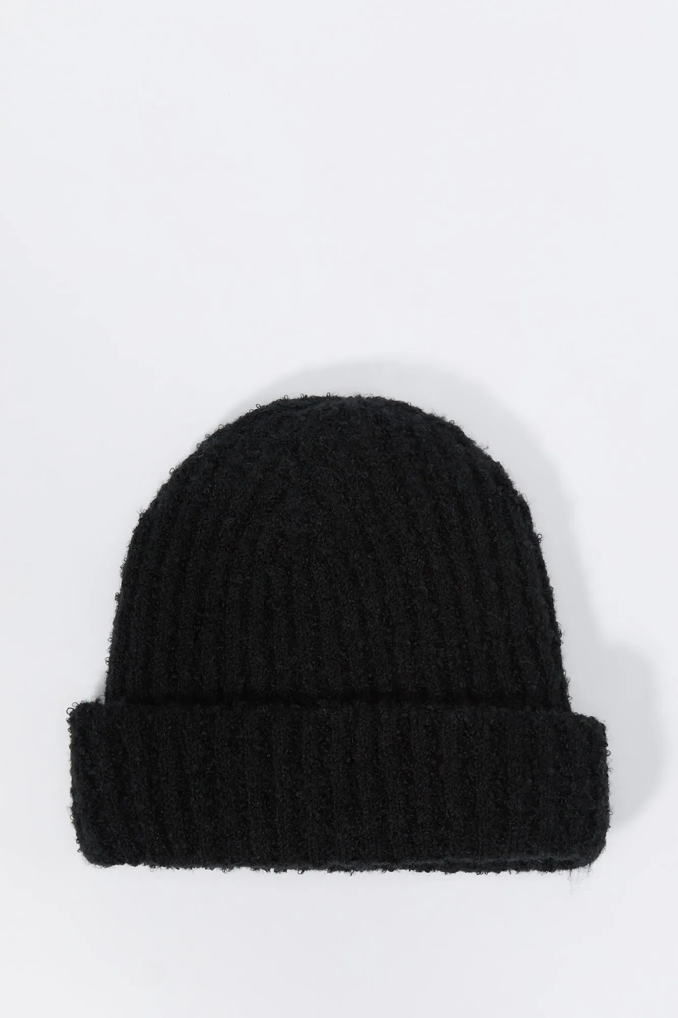 Tuque en tricot côtelé pelucheux