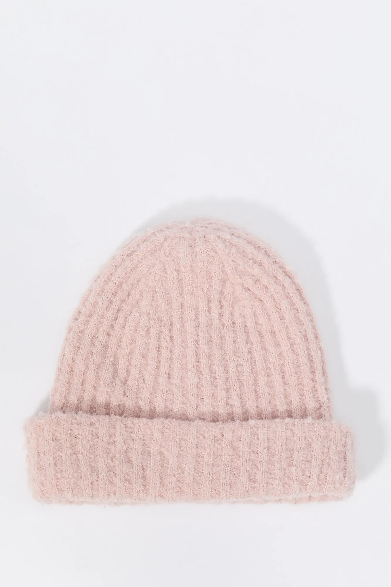 Tuque en tricot côtelé pelucheux