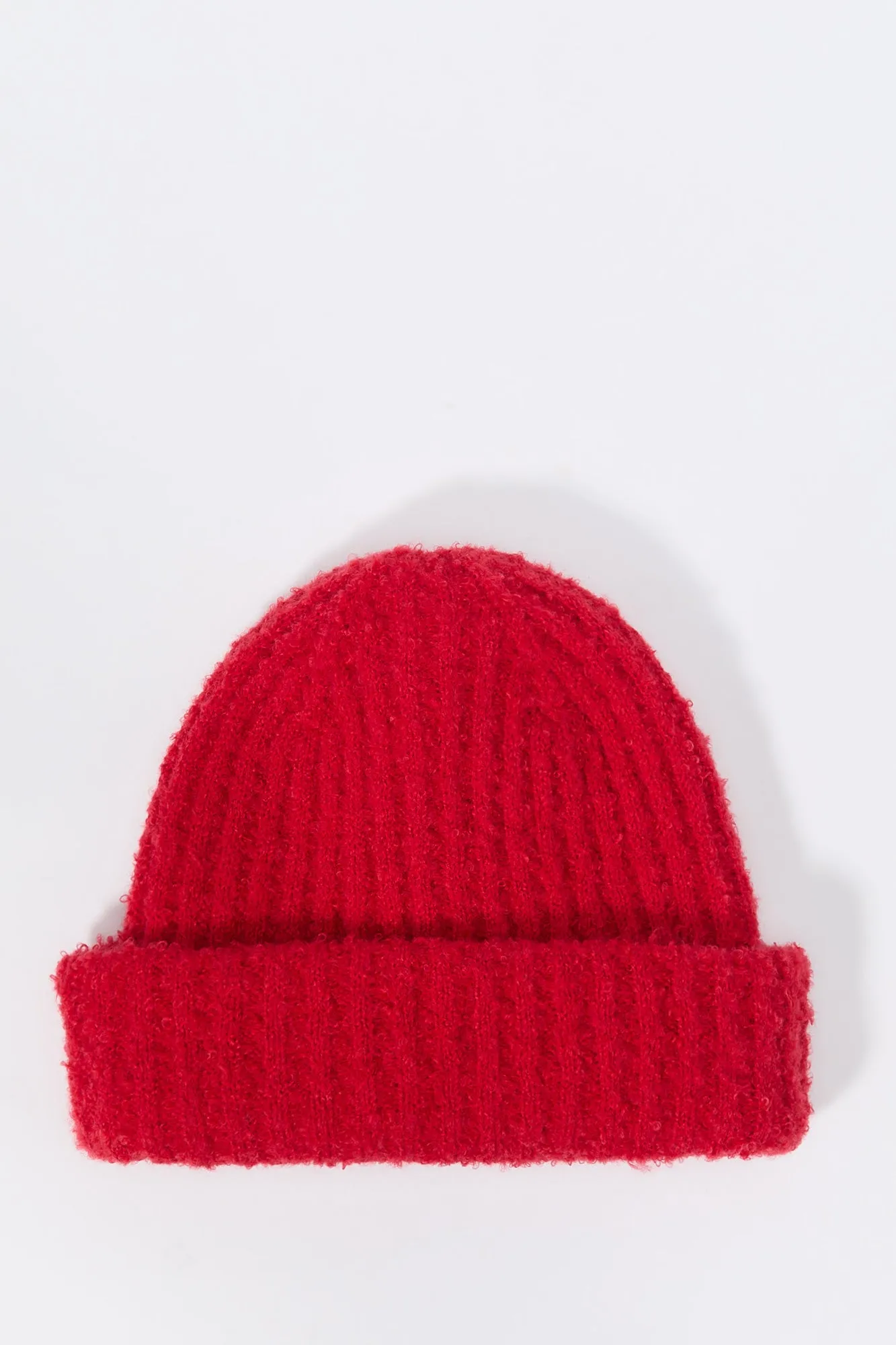 Tuque en tricot côtelé pelucheux