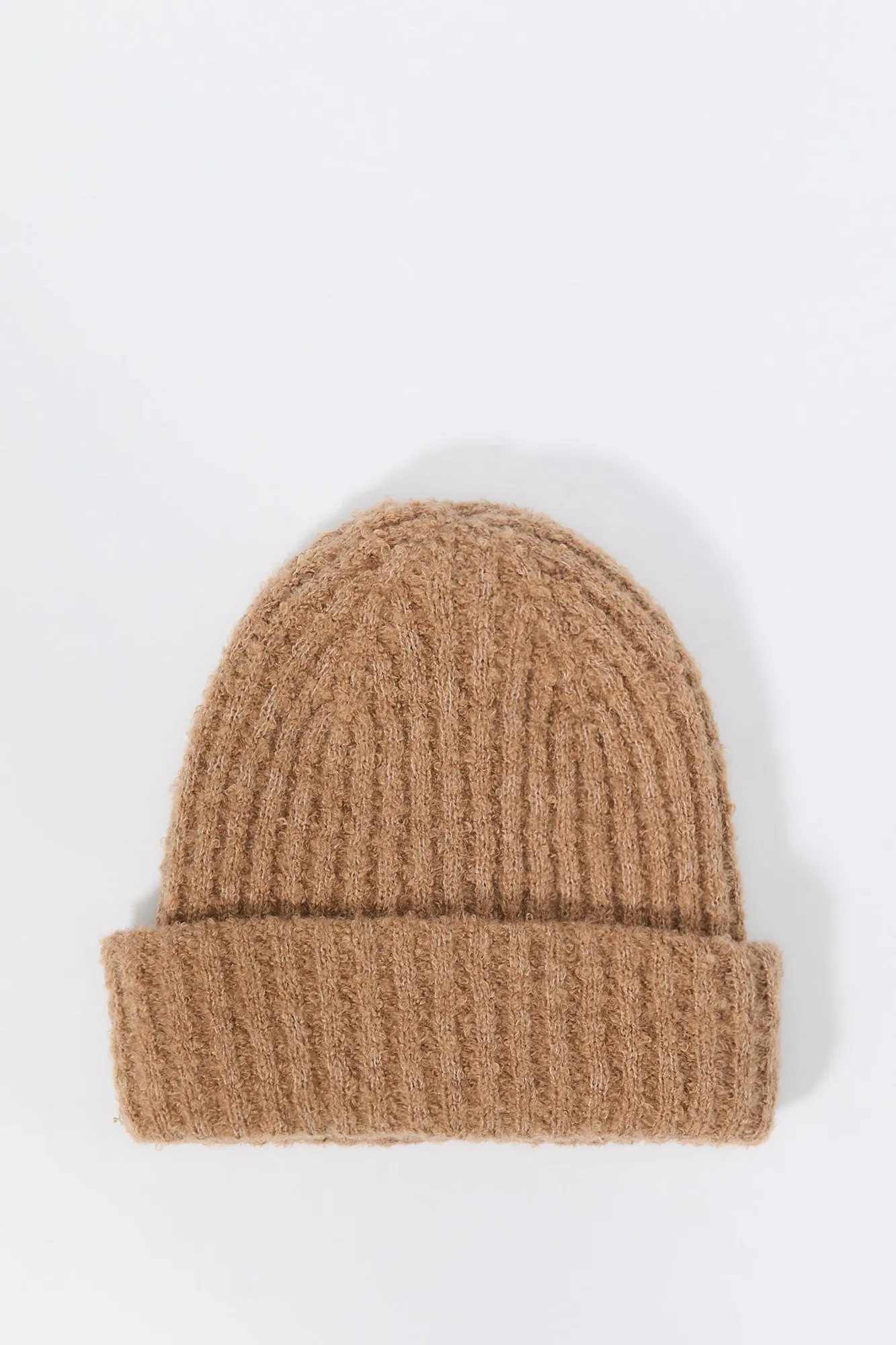 Tuque en tricot côtelé pelucheux
