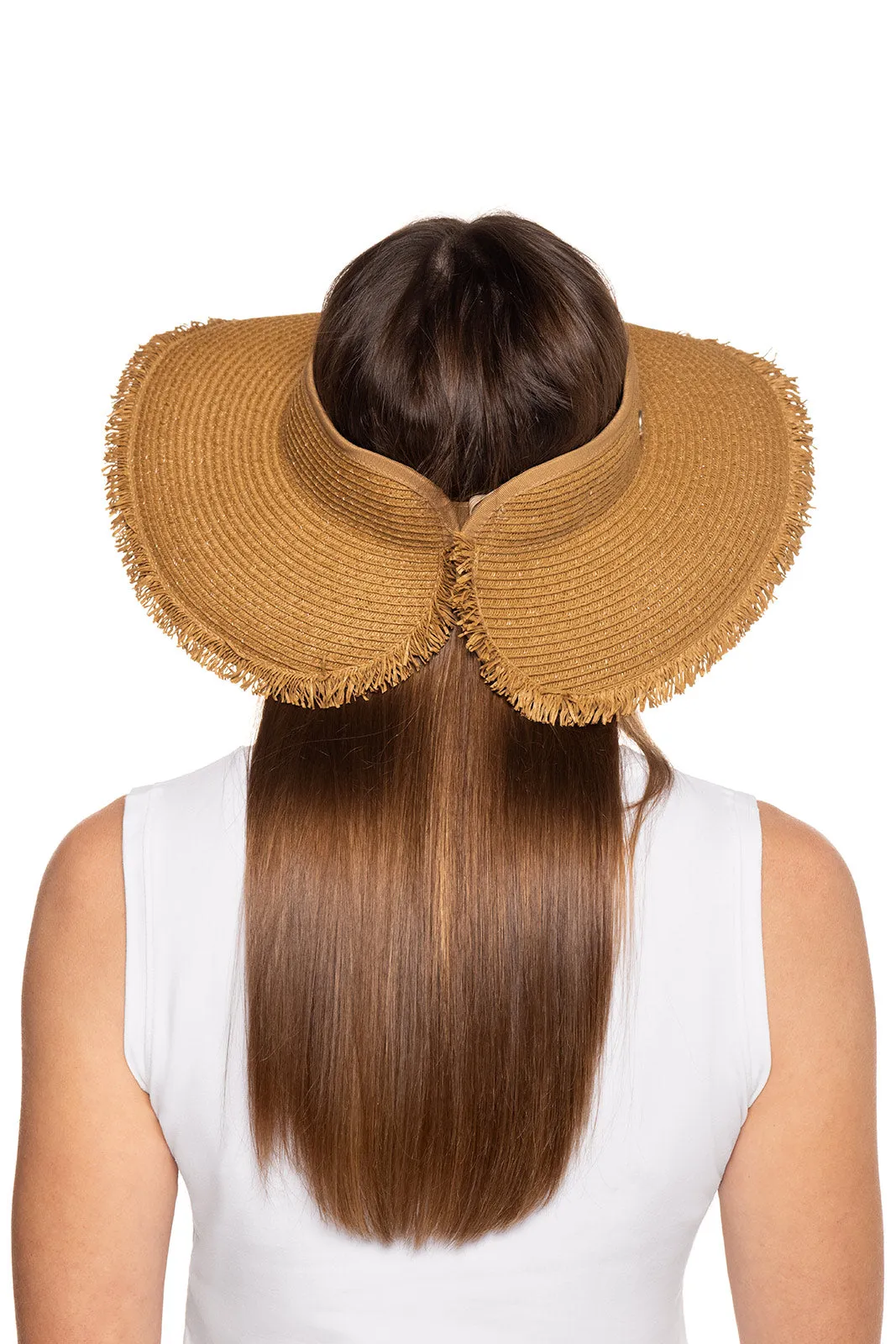 Women's Frayed Coolibar Rolled Packable Braid Visor | Toast