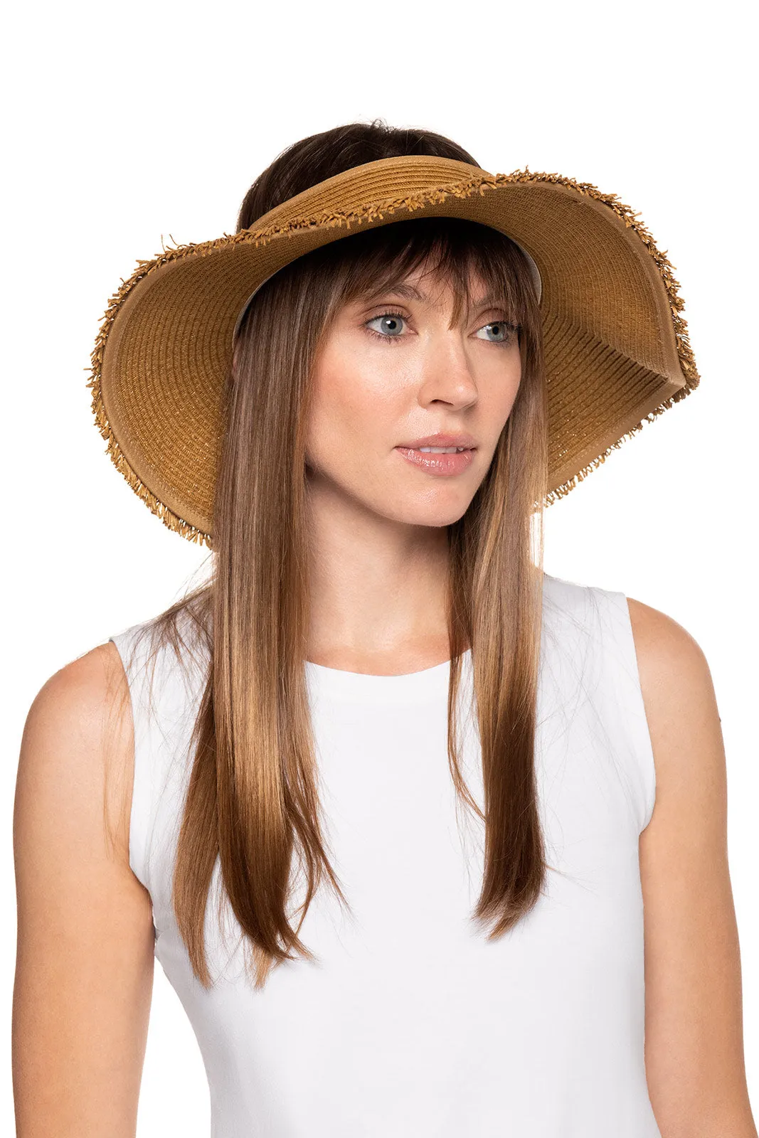 Women's Frayed Coolibar Rolled Packable Braid Visor | Toast